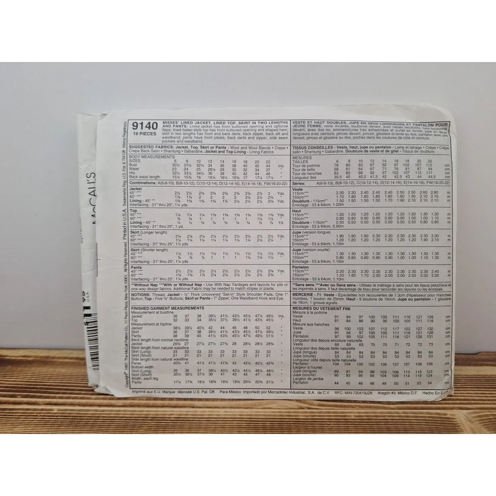 UNCUT‎ MCCALLS#9140 WOMENS SZ 8- 10-12 EVENING WARDROBE SEWING PATTERN